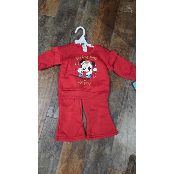 Disney Minnie Mouse 2 Piece Christmas Outfit Size 24 Months  New With Tags B9 - Picture 1 of 3